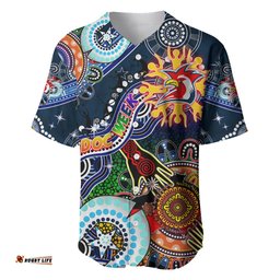 Personalised Roosters NAIDOC Week 2024 Baseball Jersey Shirt Australia Aboriginal Dot Painting