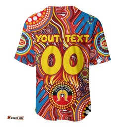 Personalised NAIDOC Week 2024 Gold Coast Suns Baseball Jersey Shirt Australian Aboriginal Hand Painting