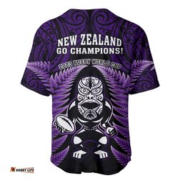 New Zealand Aotearoa Rugby Baseball Jersey Shirt NZ Tiki With Maori Fern World Cup Purple Version