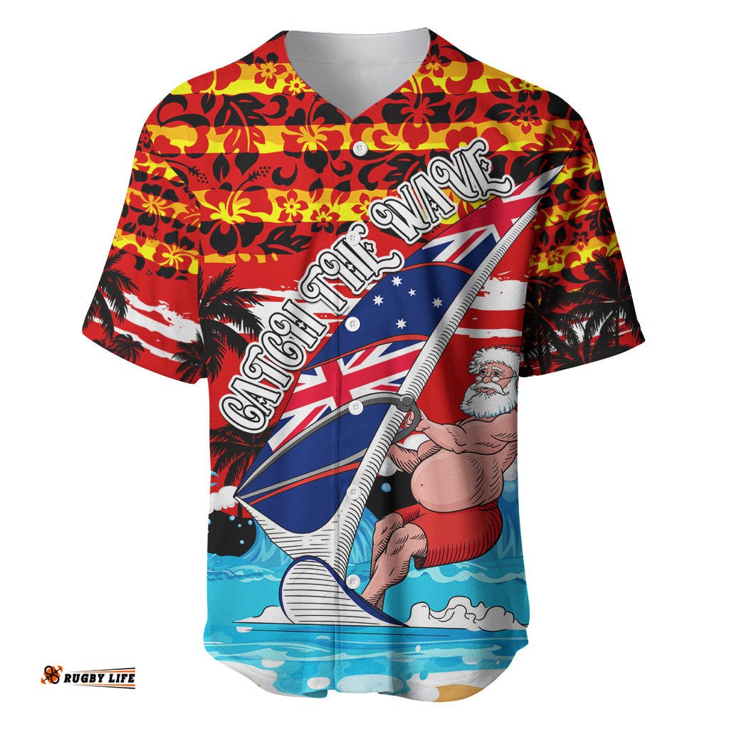 Australia Surfing Christmas Baseball Jersey Shirt Catch The Wave