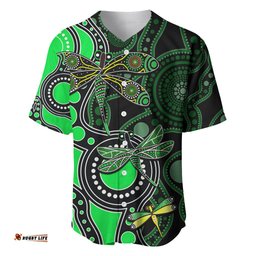Aboriginal Dragonfly Baseball Jersey Shirt Green Style