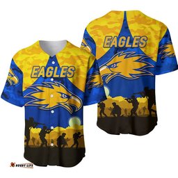 West Coast Eagles ANZAC Baseball Jersey Shirt Simple Style Royal Blue