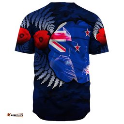 New Zealand Anzac Day Poppy Baseball Jersey Shirt
