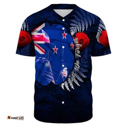 New Zealand Anzac Day Poppy Baseball Jersey Shirt