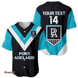 Personalised Port Adelaide Football Baseball Jersey Shirt Go Power Sporty Style