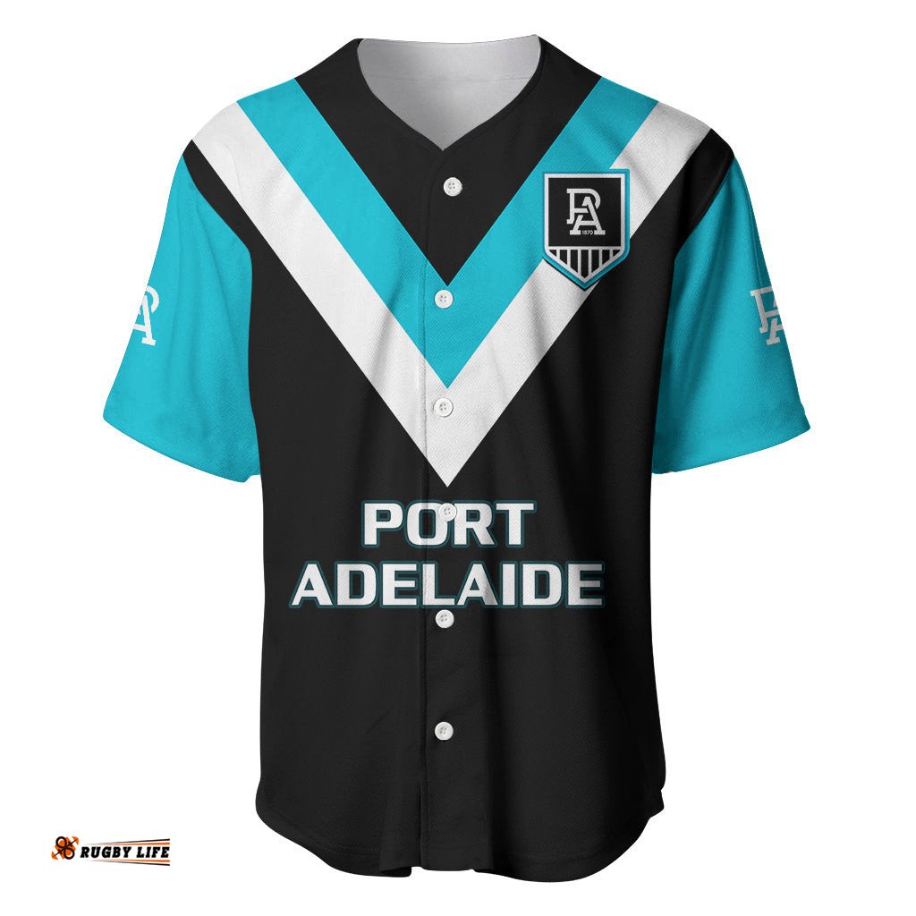 Personalised Port Adelaide Football Baseball Jersey Shirt Go Power Sporty Style