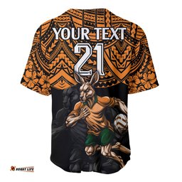 Cusrom Australia Wallabies Rugby Baseball Jersey Shirt Hibiscus and Turtle With Polynesian Pattern