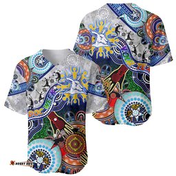 Custom NAIDOC Week 2024 North Melbourne Kangaroos Baseball Jersey Shirt Australia Aboriginal Dot Painting