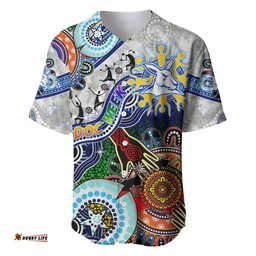 Custom NAIDOC Week 2024 North Melbourne Kangaroos Baseball Jersey Shirt Australia Aboriginal Dot Painting