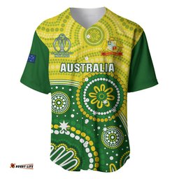 Personalised Australia Cricket Baseball Jersey Shirt Aboriginal Go Champions World Cup