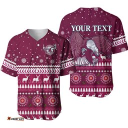 Custom Personalised Sea Eagles Christmas Baseball Jersey Shirt Manly Warringah