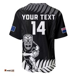 Custom Text And Number New Zealand Silver Fern Rugby Baseball Jersey Shirt NZ Kiwi Pacific Maori Sporty