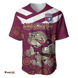 Custom QLD Maroons Cane Toad Blooded Aboriginal Inspired Baseball Jersey Shirt