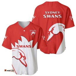 Sydney Swans Football Baseball Jersey Shirt Go Swannies Sporty Style