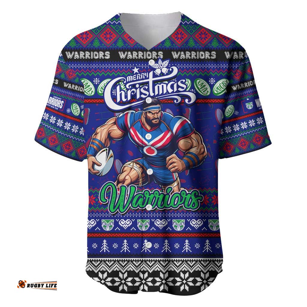 Personalized New Zealand Warriors Rugby Xmas Baseball Jersey Shirt Australia NRL Mascot