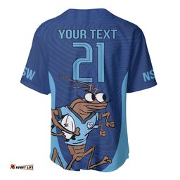 Custom New South Wales Rugby Baseball Jersey Shirt Blues Cockroach Origin Sporty