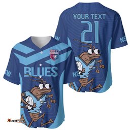 Custom New South Wales Rugby Baseball Jersey Shirt Blues Cockroach Origin Sporty