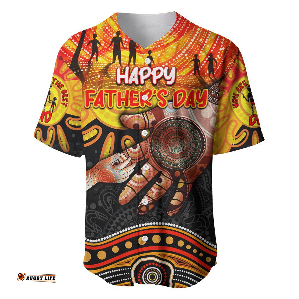Personalised Happy Father's Day Baseball Jersey Shirt Best Dad Australia Aboriginal