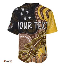 Personalised NAIDOC Week AFL Hawks Baseball Jersey Shirt Aboriginal Dot Art Lizard Mix Boomerang