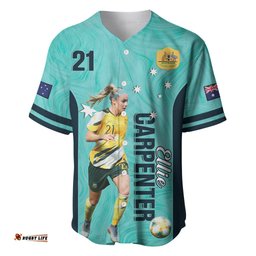 Australia Soccer Baseball Jersey Shirt Ellie Carpenter Matildas Turquoise