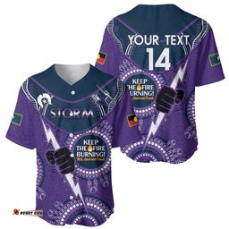 Custom NRL Storm NAIDOC Week Baseball Jersey Shirt Keep The Fire Burning Indigenous Art