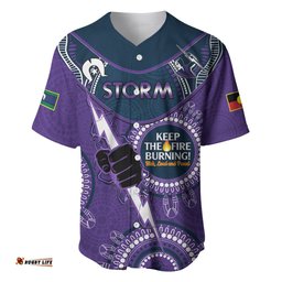 Custom NRL Storm NAIDOC Week Baseball Jersey Shirt Keep The Fire Burning Indigenous Art