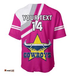 Custom Text And Number Cowboys Rugby Baseball Jersey Shirt Sporty Style Pink