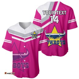 Custom Text And Number Cowboys Rugby Baseball Jersey Shirt Sporty Style Pink