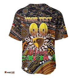 Merry Christmas AFL Hawks Baseball Jersey Shirt Aboriginal Santa Football Mascot