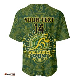 Personalised Australia Rugby Baseball Jersey Shirt Wallabies Go Champions Indigenous Art