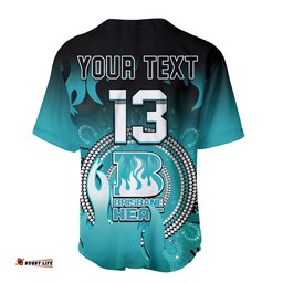 Custom Text and Number Brisbane Heat Baseball Jersey Shirt Aboriginal Sunshine