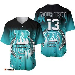 Custom Text and Number Brisbane Heat Baseball Jersey Shirt Aboriginal Sunshine