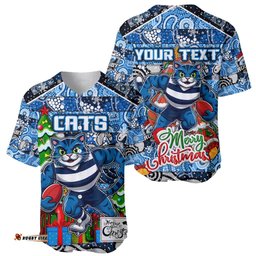 Custom Cats Football Merry Christmas Baseball Jersey Shirt Indigenous Australian Art