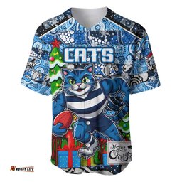 Custom Cats Football Merry Christmas Baseball Jersey Shirt Indigenous Australian Art