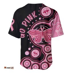 Australia Indigenous Baseball Jersey Shirt Breast Cancer Ribbon Butterfly Aboriginal Arts
