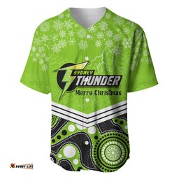 Custom Thunder Cricket Christmas Baseball Jersey Shirt Merry Xmas Indigenous Art