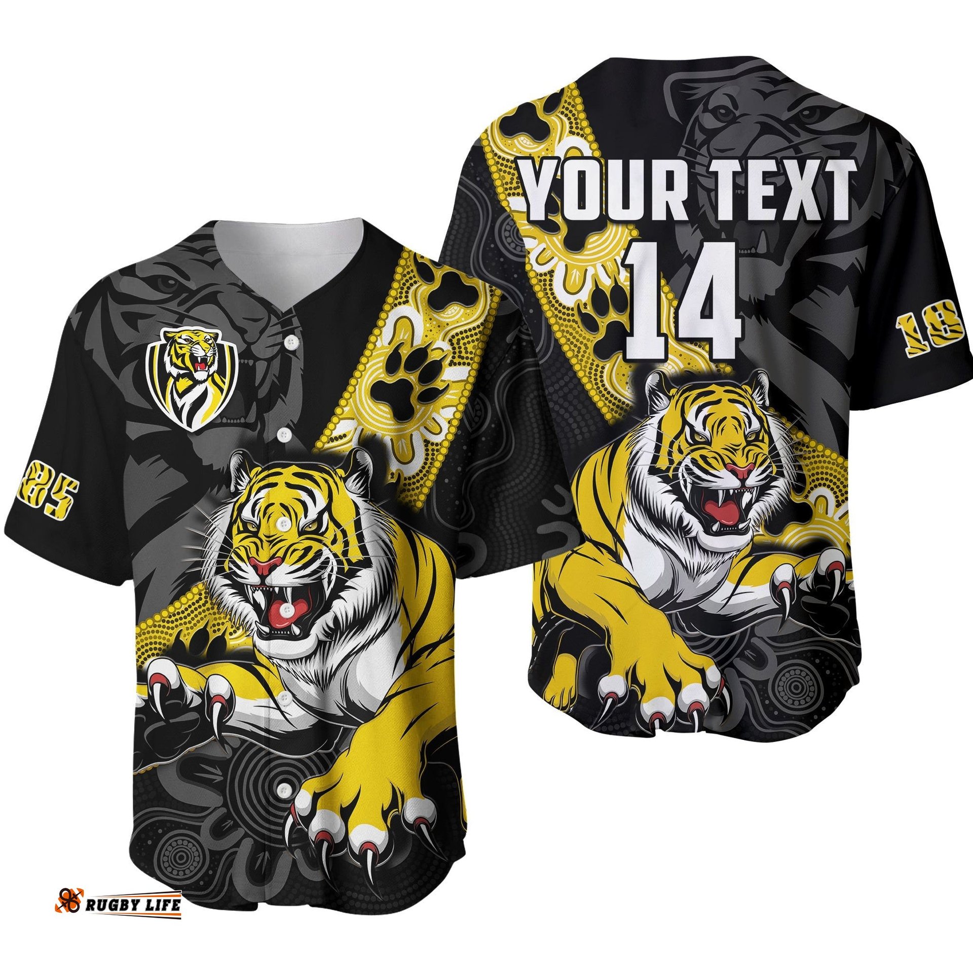 Custom Text And Number Richmond Football Baseball Jersey Shirt Tigers 1885 Indigenous Basic Style