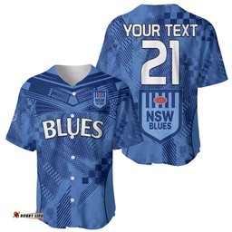 Custom Text And Number NSW Blues Rugby Baseball Jersey Shirt Origin New South Wales Sporty Style
