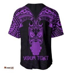 Personalised New Zealand Te Reo Maori Baseball Jersey Shirt Kia Kaha Maori Language Week Purple Style