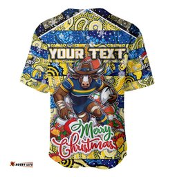 Custom Cowboys Rugby Merry Christmas Baseball Jersey Shirt Indigenous Australian Art