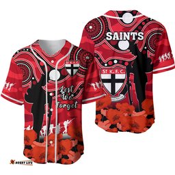 St Kilda Football ANZAC Baseball Jersey Shirt Saints Aboriginal Mix Poppy Camouflage Ver.02