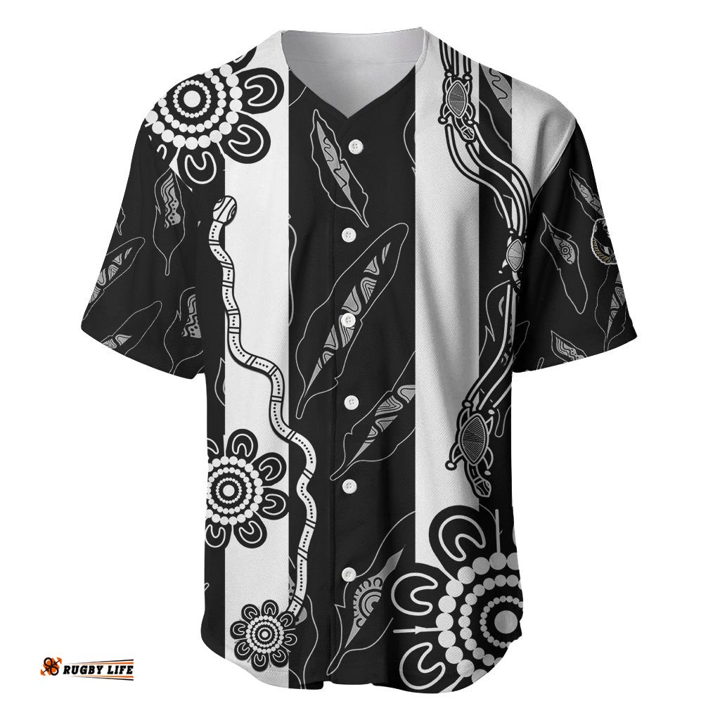 Custom Text And Number Collingwood Football Baseball Jersey Shirt Proud To Be Magpies Aboriginal Version