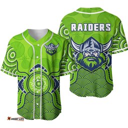 Raiders Rugby Baseball Jersey Shirt The Green Machine Indigenous Artsy Ver.02