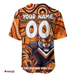 Custom Australia NAIDOC Week 2024 Baseball Jersey Shirt Wests Tigers Mascot Keep The Fire Burning