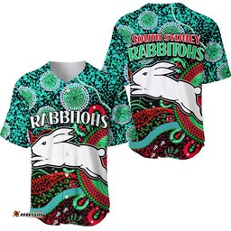 Rabbitohs Rugby Baseball Jersey Shirt Aboriginal Dots Verion