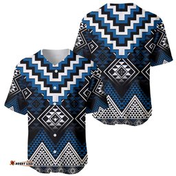 Blue Taniko Aotearoa Baseball Jersey Shirt Niho Taniwha Mix Poutama