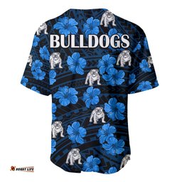 Bulldogs Rugby Baseball Jersey Shirt Polynesian Style With Hibiscus