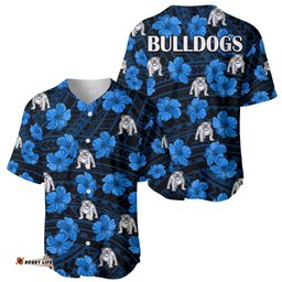 Bulldogs Rugby Baseball Jersey Shirt Polynesian Style With Hibiscus