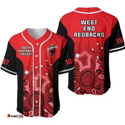South Australia Cricket Baseball Jersey Shirt West End Redbacks Sheffield Shield Indigenous Ver.02