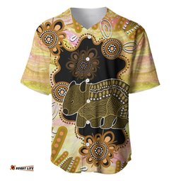 Australia Opal Wombat Baseball Jersey Shirt Aussie Aboriginal Art